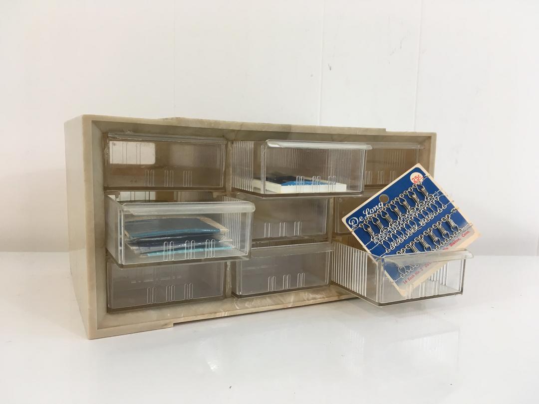 Vintage Akro Mils Drawers Beige 9 Drawer Craft Storage Box Plastic
