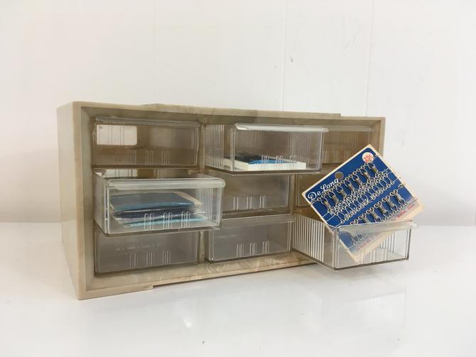 Vintage Akro Mils Drawers Beige 9 Drawer Craft Storage Box Plastic