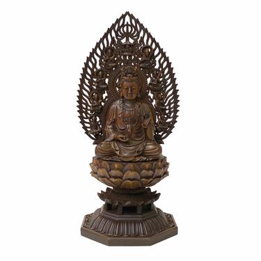 Chinese Brown Sitting Guan Yin Tara Bodhisattva Avalokitesvara Wood Statue ws1761E 