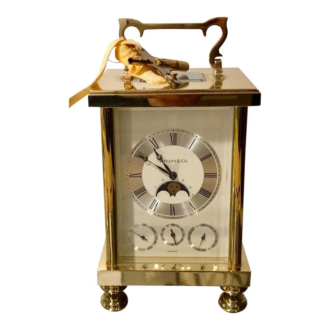 Vintage Tiffany & Co Swiss Moon Phase Carriage Clock Thrive Decor