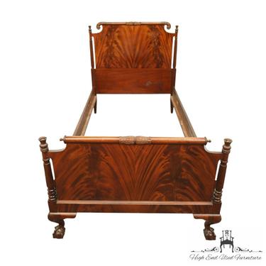 Vintage Antique English Imperial Traditional Style Flame Mahogany Twin Size Bed 