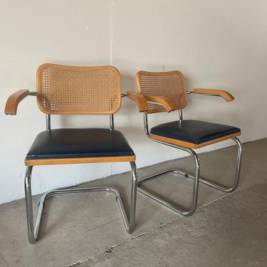 Vintage Modern Cane Back Dining Chairs- a Pair 