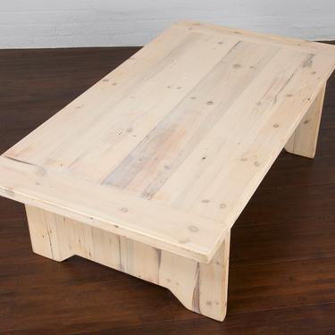 Reclaimed Rustic Pine Wood Farm Whitewashed Coffee Table 