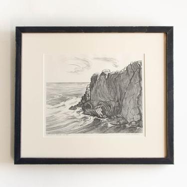 Antique Etching Limited Edition Original Signed by American Artist Adele Watson 1873 - 1947 Titled &quot;Ogunquit Point 14/30&quot; 