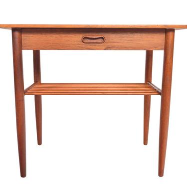 Danish Mid Century Modern Teak Single Drawer Side Table 