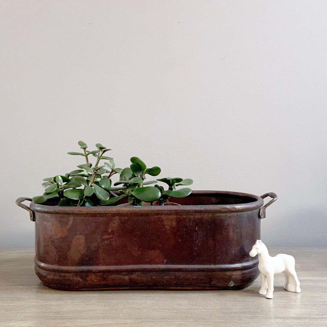 Heavy Copper Planter Large Vintage Flower Pot Rustic Modern Farmhouse