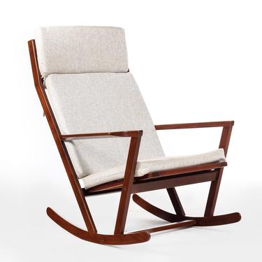 Danish Modern Rocking Chair by Poul Volther for Frem Rojle on a Sculpted Afromosia frame w/ new Knit Upholstery, Denmark 