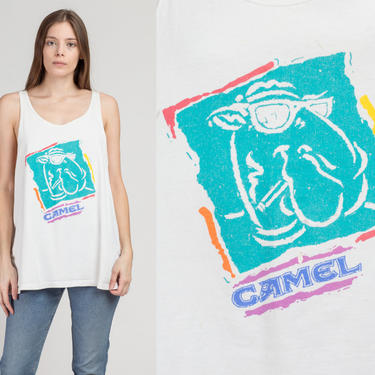 90s Camel Cigarettes Muscle Shirt - One Size | Vintage Unisex Distressed Graphic Tank Top 