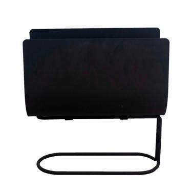 Contemporary Modern Black Matte Metal Magazine Rack 