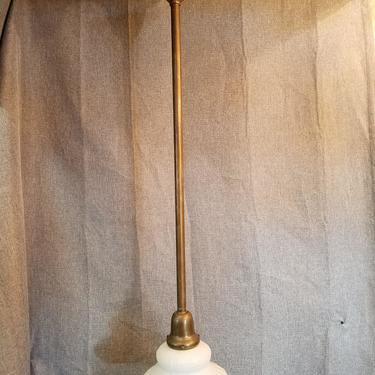 Vintage Brass Pendant Light with Milk Glass Shade