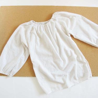 Vintage 70s Off The Shoulder Blouse S M - 1970s White Cotton Cold Shoulder Blouse - Boho Peasant Shirt - 70s Romantic Clothing 