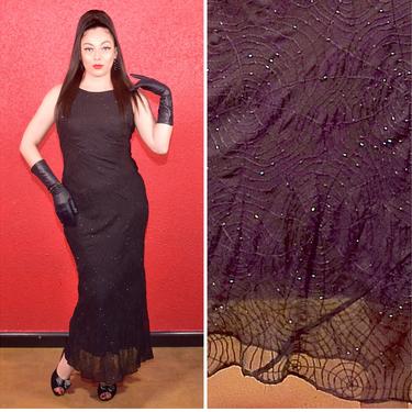 1980s 90s Spider Web Maxi Dress by Mannequines 