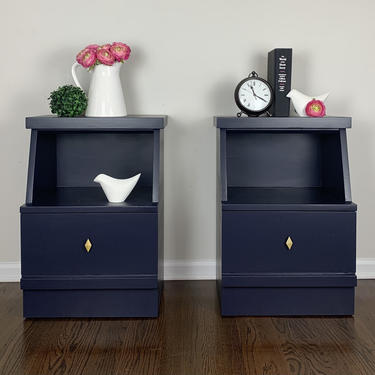 MCM nightstands navy blue pair 