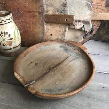 Rustic Wood Bowl, European Round Dough Proofing Bowl, Centerpiece, Fruit Bowl, Farmhouse, Farm Table 