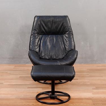 Kebe Danish Modern Leather Reclining Lounge Chair with Ottoman – ONLINE ...