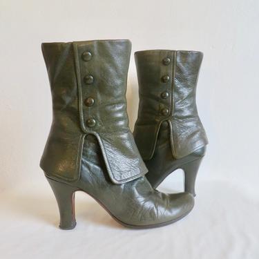 Size 39 8.5 Chie Mihara Olive Green Leather Boots Booties