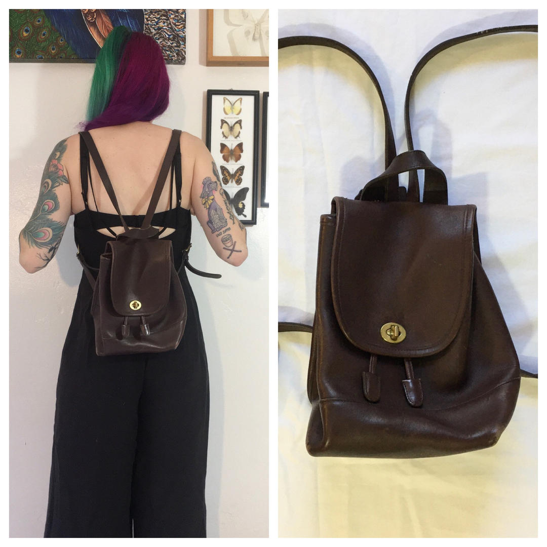 Vintage leather discount coach backpack