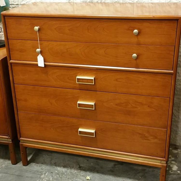 Drexel tall chest of drawers. Solid cherry designed by Kipp Stewart. Matching long dresser also available. $795.