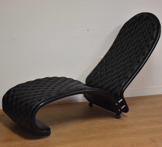 Verner Panton Black Leather Chaise Lounge By Mixedmodern1 From Mixed Modern Of Nashua Nh Attic