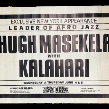 Vintage Hugh Masekela &quot;Leader Of Afro Jazz&quot; New York Concert Poster