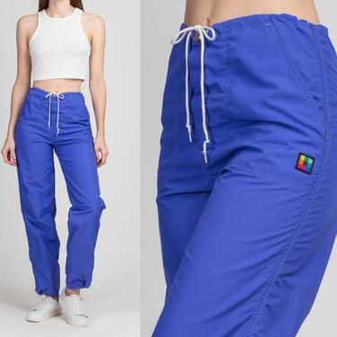 80s Breezin' Sportswear Periwinkle Nylon Pants - Small | Vintage Purple Drawstring Waist Hiking Climbing Pants 