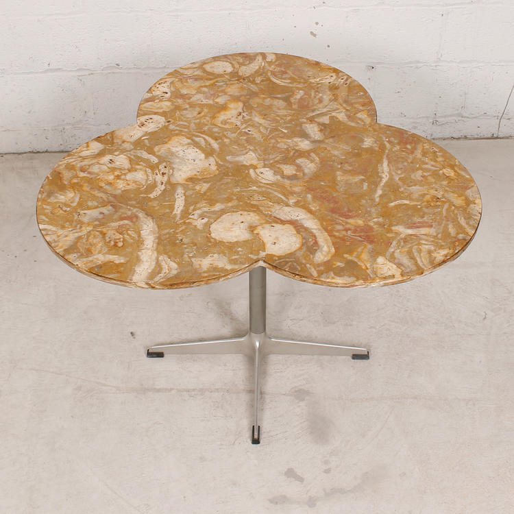 MCM Marble Top Trefoil Table w/ Chrome Star Base