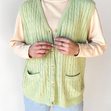 Green Cable Knit Sweater Vest