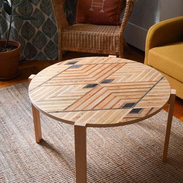 Custom Reclaimed Lath 30" Round Coffee Table 