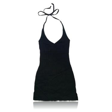 90s Black Halter Mini Dress // A-Line // Size Medium // Charlotte Russe 