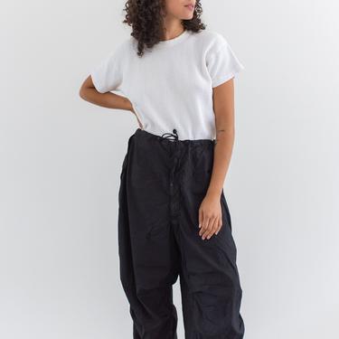 Vintage 26-34 Waist Black Drawstring Parachute Pants | Unisex High Waist Cotton Pants | L XL | 