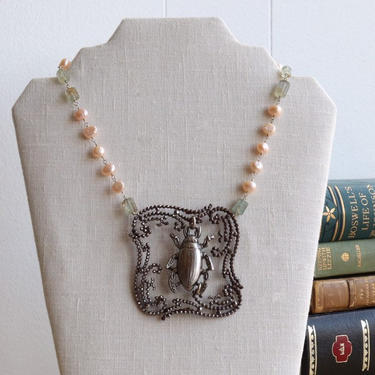 Cabinet of Curiosities [antique cut steel buckle, pewter, aquamarine, pearl] 