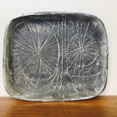 Don Drumm Brutalist Cast Aluminum Platter tray Bowl Mid Century 