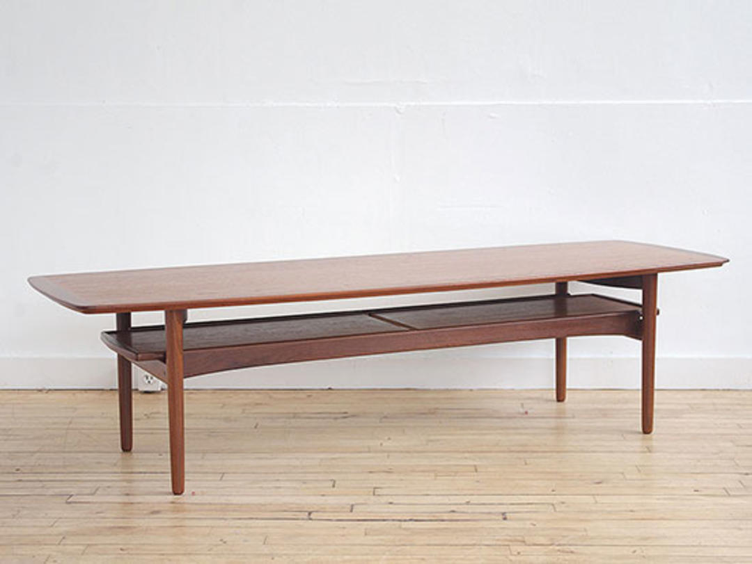 Teak Coffee Table with Pull Out Lower Shelves Reside Cambridge, MA