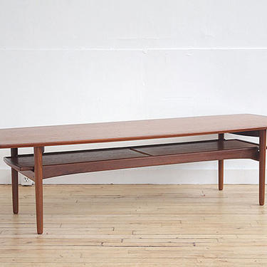 Teak Coffee Table with Pull Out Lower Shelves