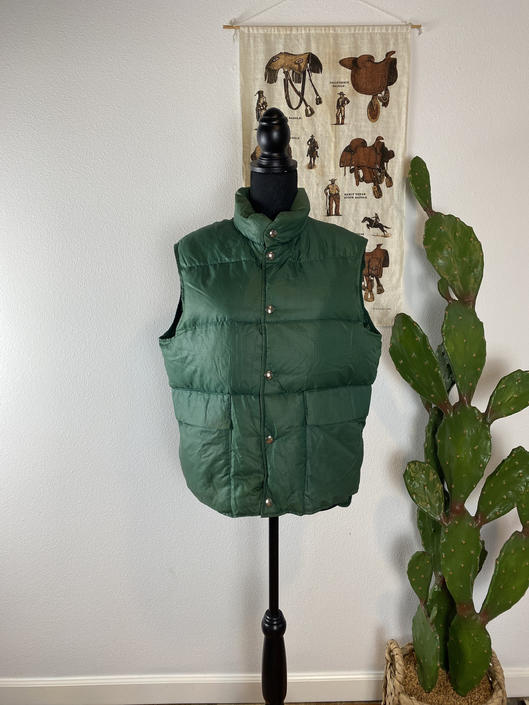 Vintage 1970s LL Bean Goose Down Vest Green | Desert Cactus 