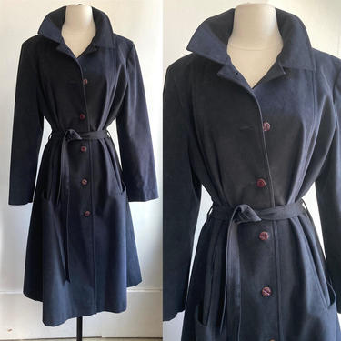Sexy 70's Vintage ULTRASUEDE TRENCH COAT / Inky Black / Count Romi 