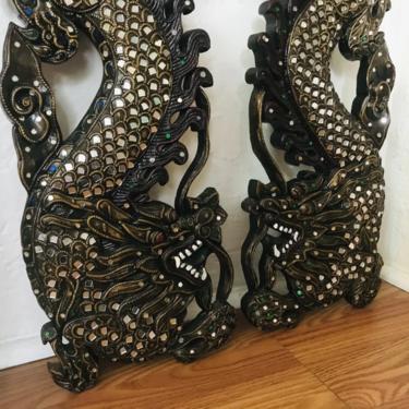 ECLECTIC Pair of Mirrored Mosaic Dragons | Art | Artwork | Home Decor 