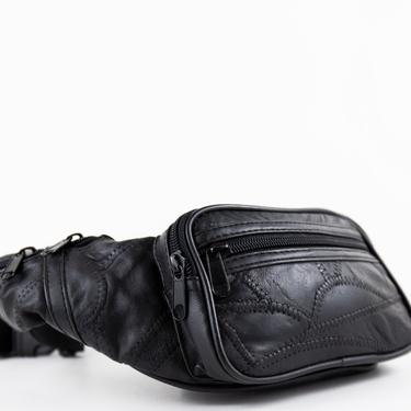 NEW in the Shop /// Vintage Black Patchwork Leather Minimalist Fanny Pack 