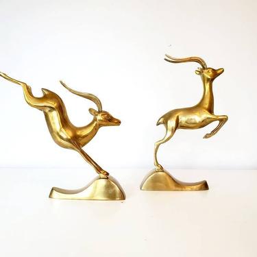 Mid Century Large Brass Leaping Gazelles - Sold Individually 