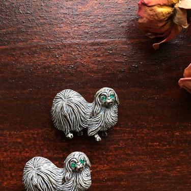 Set of Two Pewter Toned Metal Pomeranian Pins - Broach - Dog Lovers - Brooch 