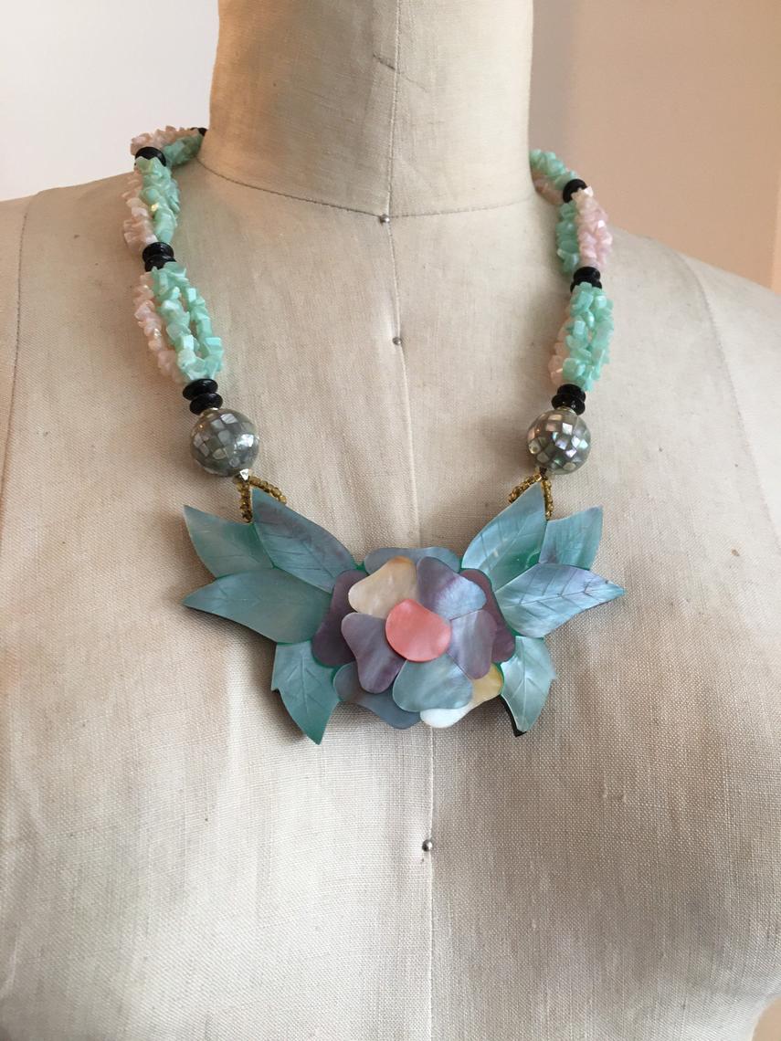 1980s beaded necklace, vintage 80s necklace, karla Jordan
