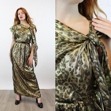 1980s PAULINE TRIGERE silk leopard gown dress medium | new winter 