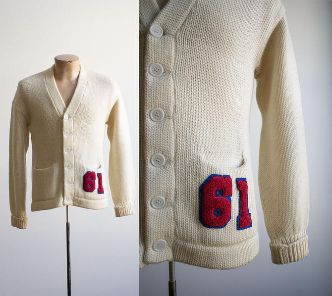 Vintage 1960's Knitting Letterman Varsity Jacket (Men's Medium