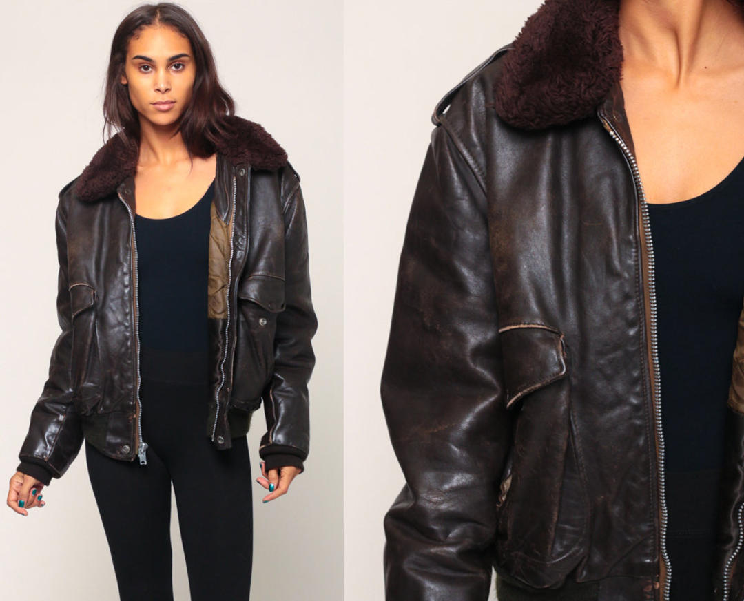 【archive】90's BOMBER FLIGHT FUR JACKET Vintage 90s Streetwear Mens Large Faded Microfiber Full Zip