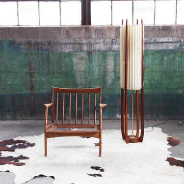 PENDING** STUNNING, RARE Mid Century Modern Walnut Adrian Pearsall Floor Lamp McM Danish Modern Designer 60s 70s Brass accents 