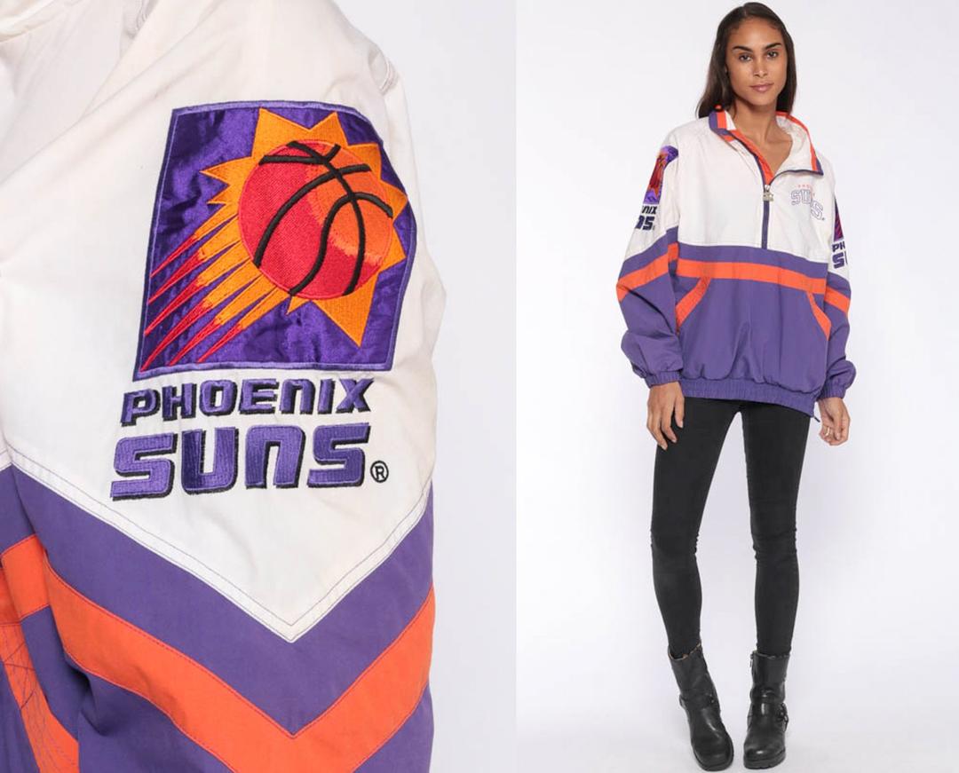 PHOENIX SUNS Jacket Denim STARTER VINTAGE 90's PURPLE NBA BIG LOGO MEN  Medium
