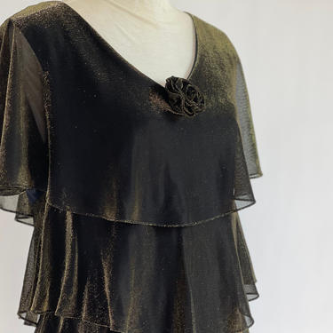 1980's Does Twenties Liquid Gold Tier Dress fits M - L 