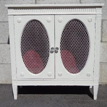 Antique Cabinet Nightstand Vintage Regency French Provincial Bedside Table Metal Mesh Shabby Chic Bedroom Storage CUSTOM PAINT AVAIL 