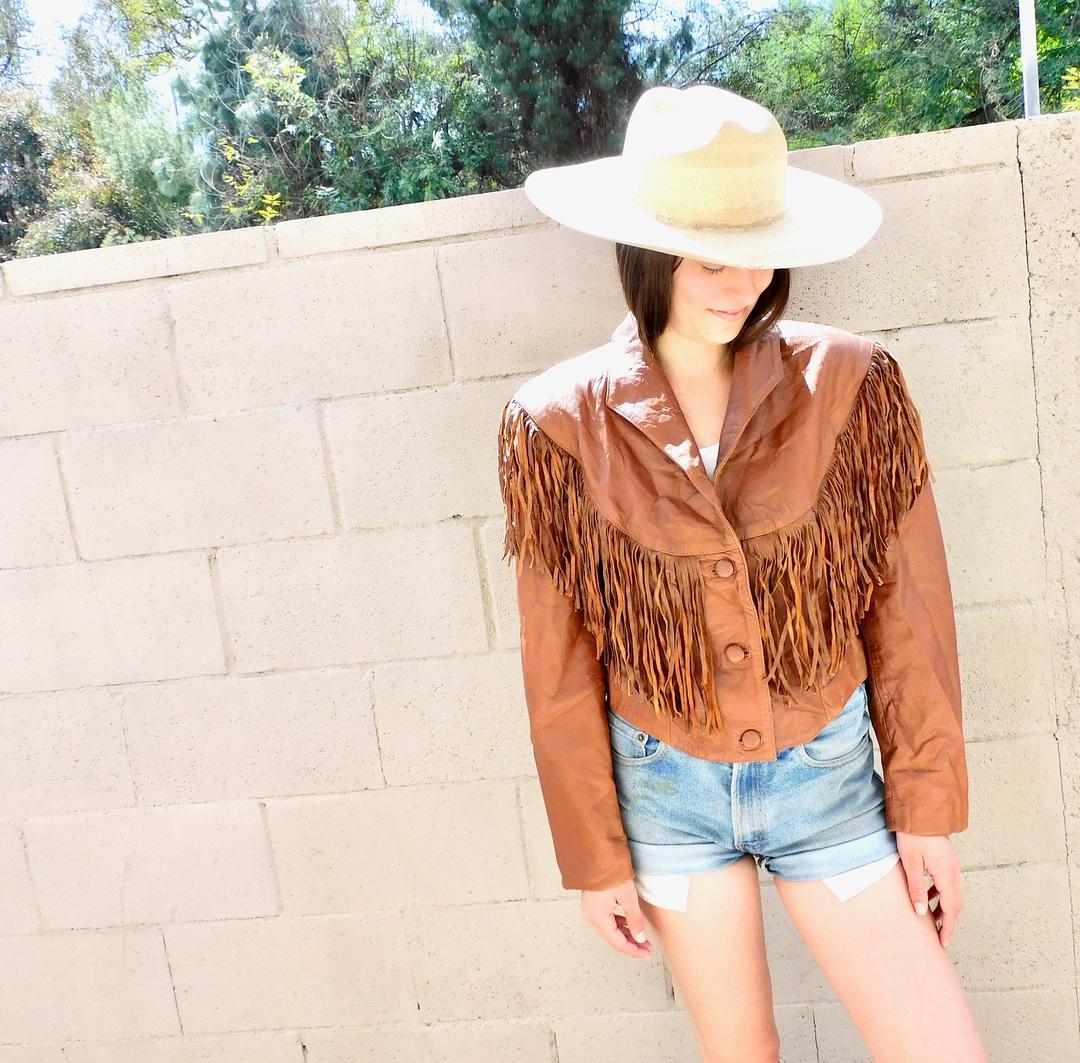 Pioneer Wear Jacket // vintage 70s 80s brown southwestern leather