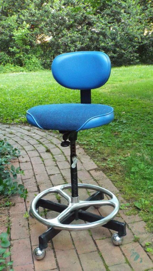 Cool blue vintage modern drafting chair by Cramer 135